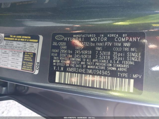KM8R24HE1MU194945 Hyundai Palisade Sel