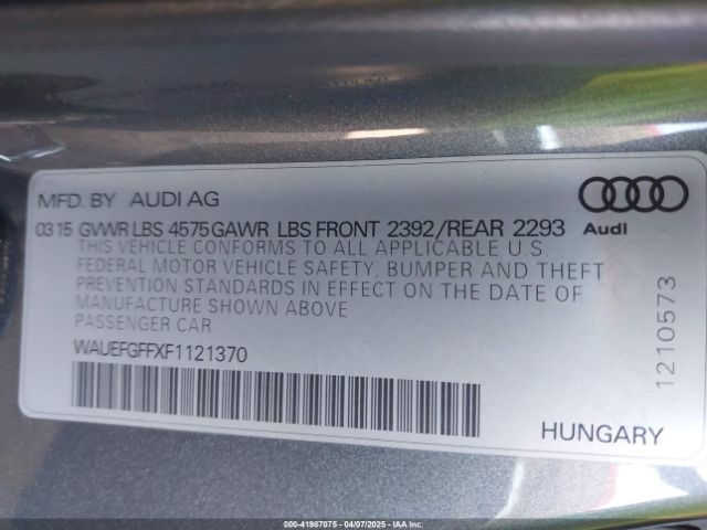 WAUEFGFFXF1121370 Audi A3 2.0t Premium