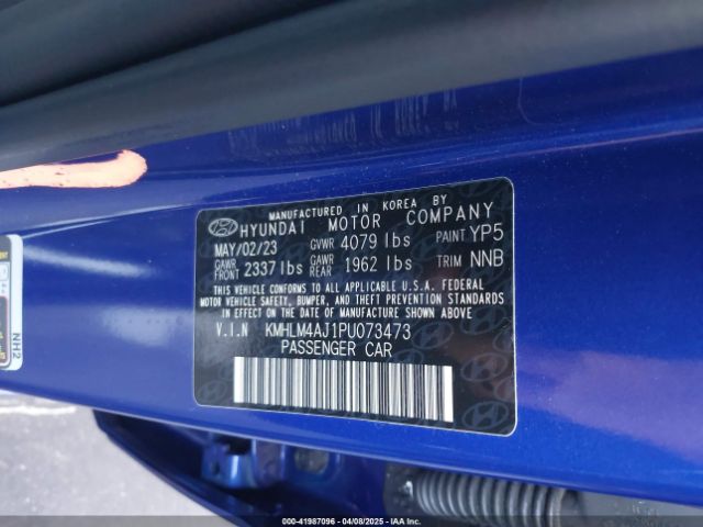 KMHLM4AJ1PU073473 Hyundai Elantra Hybrid Blue