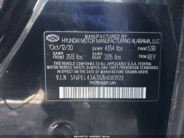 5NPEL4JA3MH081922 Hyundai gdi theta iii