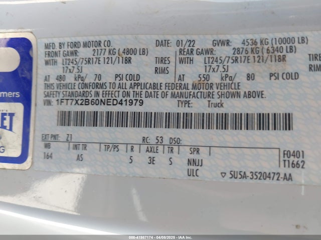 Ford F-250 Xl 2022 1FT7X2B60NED41979 Image 9