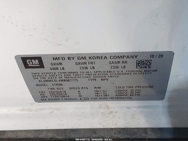 KL4MMCSL4MB087775 Buick Encore Gx Awd Preferred
