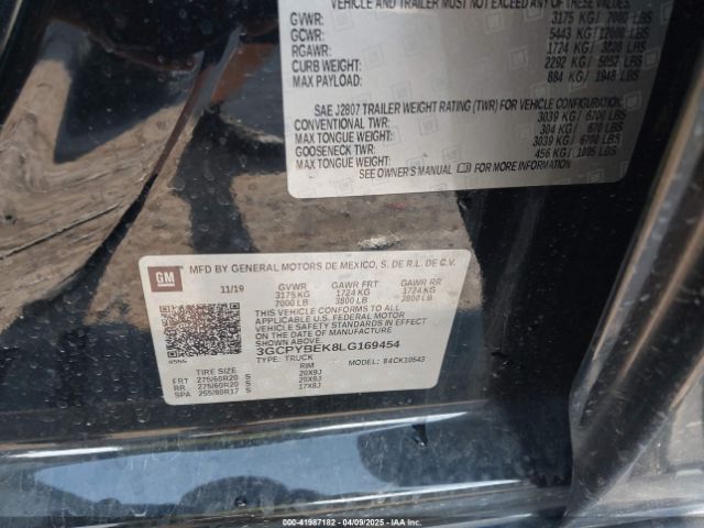 3GCPYBEK8LG169454 Chevrolet Silverado 1500 4wd  Short Bed Custom