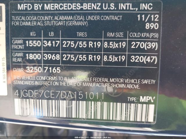 2013 MERCEDES-BENZ GL 450 4JGDF7CE7DA151011 Photo 8