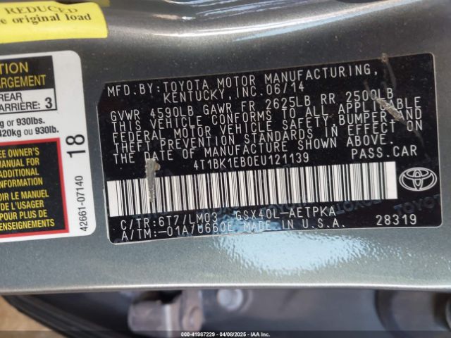 4T1BK1EB0EU121139 Toyota AVALON LIMITED