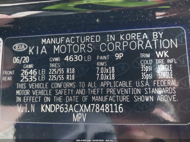 KNDP63ACXM7848116 KIA SPORTAGE S