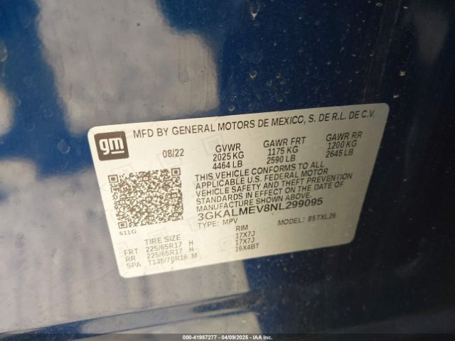 3GKALMEV8NL299095 GMC Terrain Fwd Sle