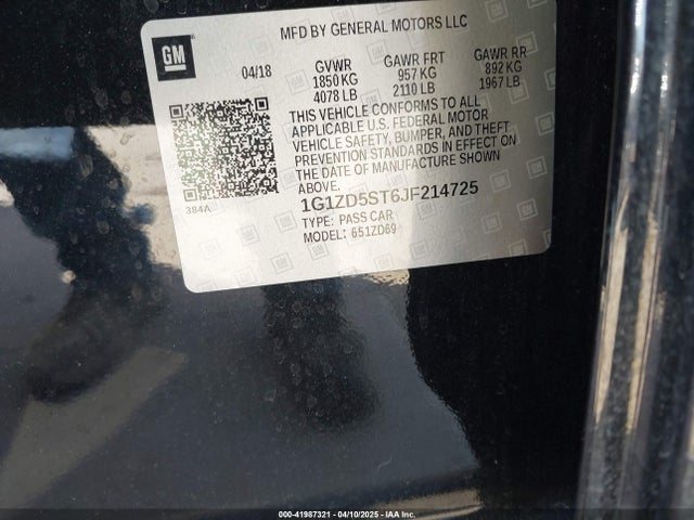 1G1ZD5ST6JF214725 Chevrolet MALIBU LT