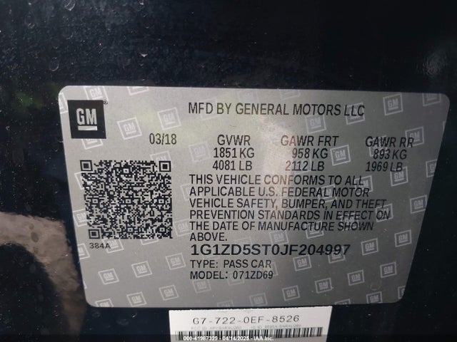 1G1ZD5ST0JF204997 Chevrolet MALIBU LT