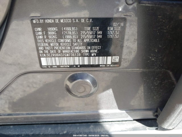 3CZRU6H37GM736139 Honda HR-V LX