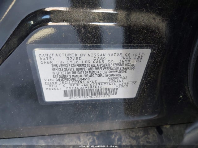 3N1CP5DV9LL534510 Nissan Kicks Sr Xtronic Cvt