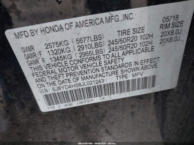 2018 ACURA MDX 5J8YD4H58JL021243 Photo 8