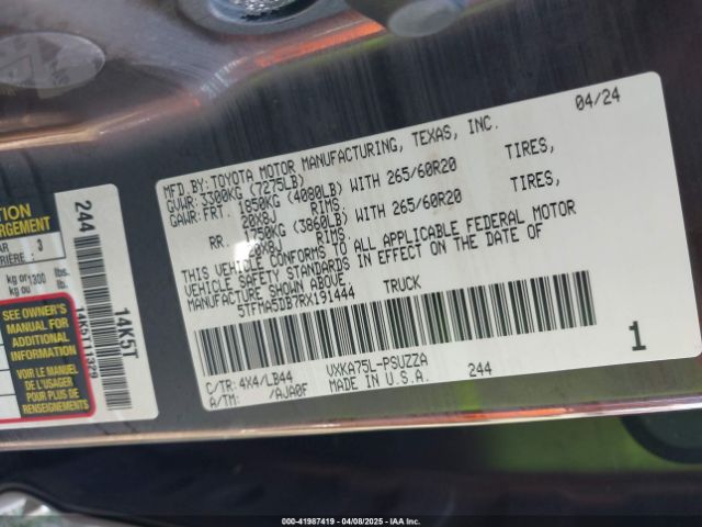 5TFMA5DB7RX191444 Toyota Tundra 1794 Edition 4wd
