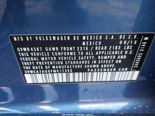 3VWCA7AUXFM517359 Volkswagen Golf Sportwagen Tdi S 4-door
