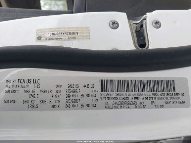 1C4NJCBBXFD263679 Jeep Compass Sport