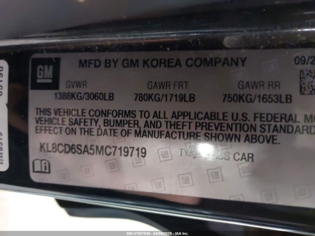 KL8CD6SA5MC719719 Chevrolet Spark Fwd 1lt Automatic