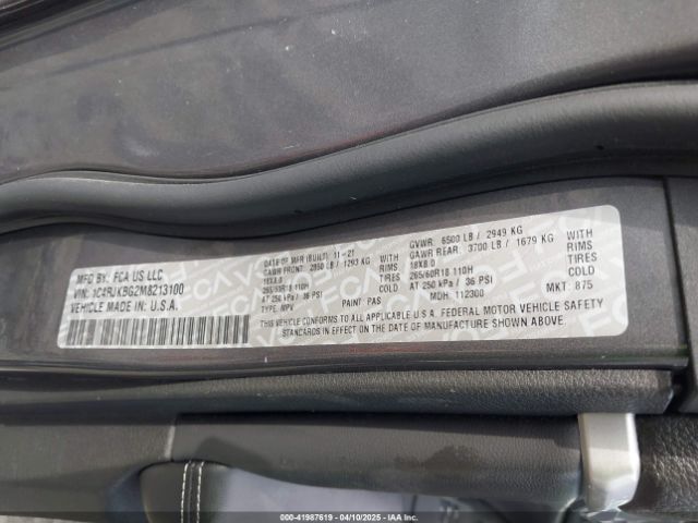 1C4RJKBG2M8213100 Jeep Grand Cherokee L Limited 4x4
