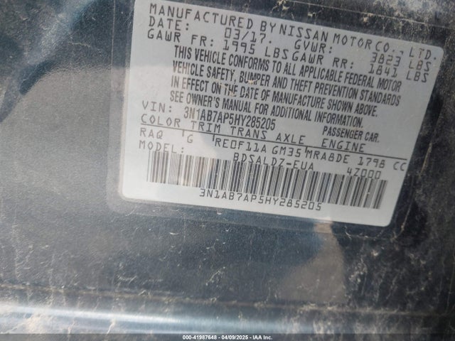 3N1AB7AP5HY285205 Nissan SENTRA SV