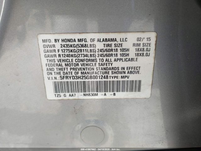 5FRYD3H25GB001248 Acura Mdx Acurawatch Plus Package