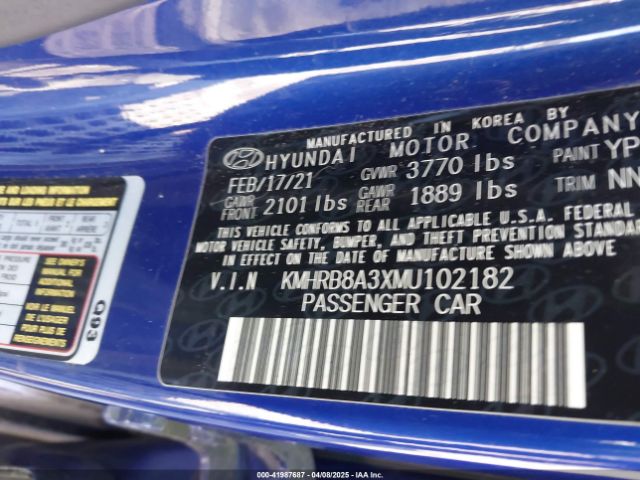 KMHRB8A3XMU102182 Hyundai Venue Se