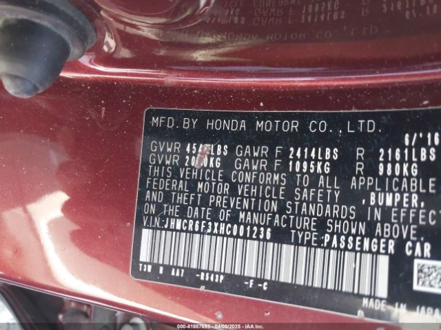 JHMCR6F3XHC001236 Honda ACCORD HYBRID