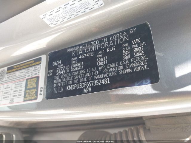KNDPU3DF6S7352481 KIA Sportage Lx