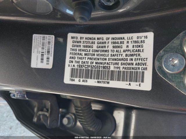 19XFC2F52GE019053 Honda Civic Lx