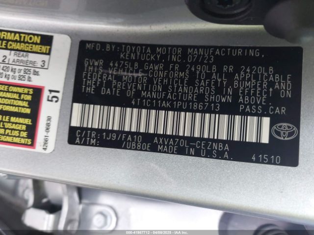 4T1C11AK1PU186713 Toyota CAMRY LE