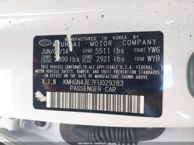 KMHGN4JE7FU029283 Hyundai Genesis 3.8