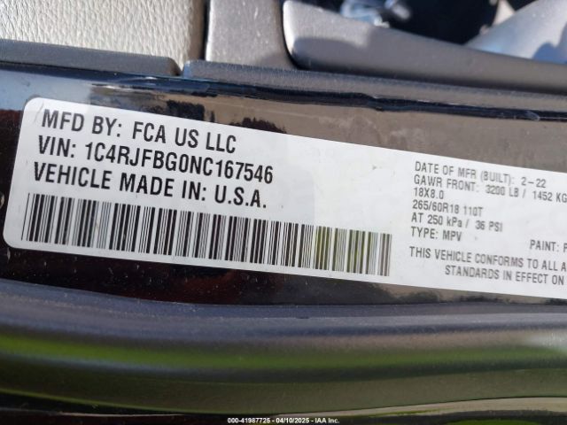 2022 JEEP GRAND CHEROKEE WK 1C4RJFBG0NC167546 Photo 8
