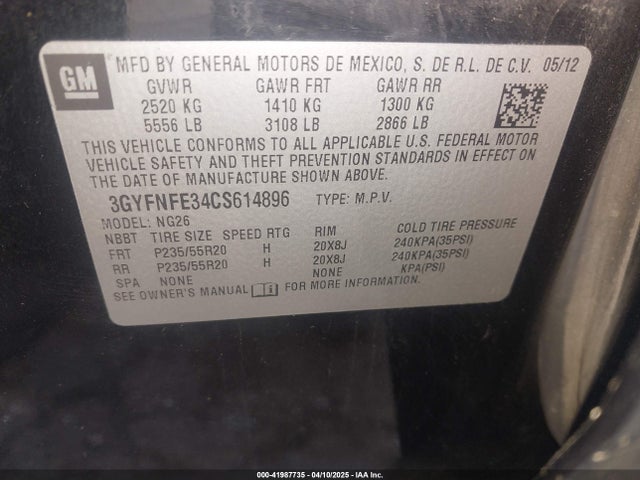 2012 CADILLAC SRX 3GYFNFE34CS614896 Photo 8