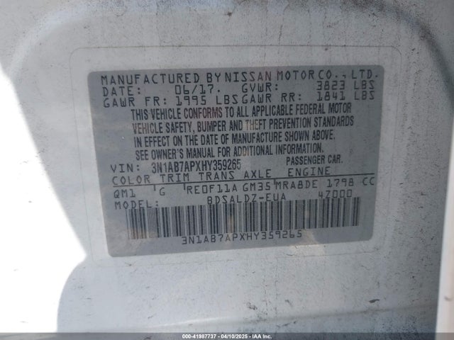 Nissan SENTRA SV 2017 3N1AB7APXHY359265 Image 9