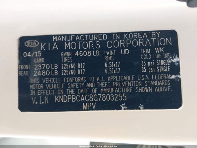 KNDPBCAC8G7803255 KIA Sportage Lx