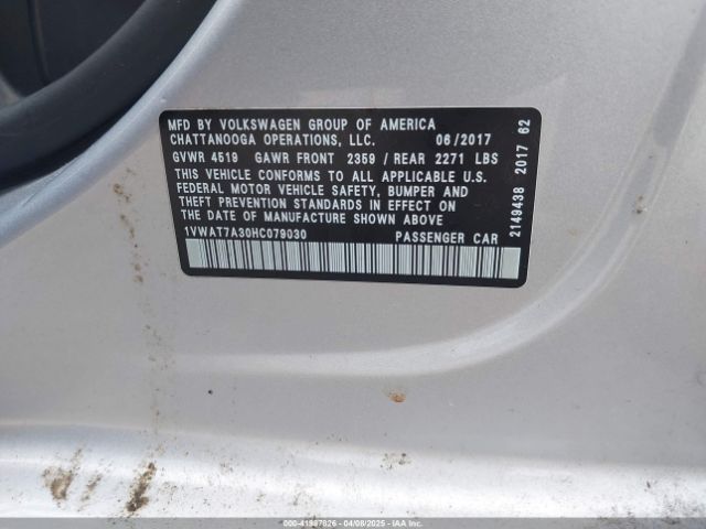 1VWAT7A30HC079030 Volkswagen Passat 1.8t S