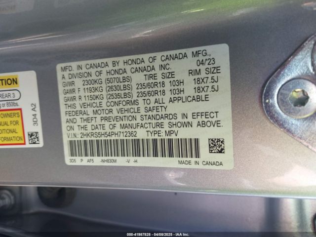 2HKRS5H54PH712362 Honda Cr-v Hybrid Sport