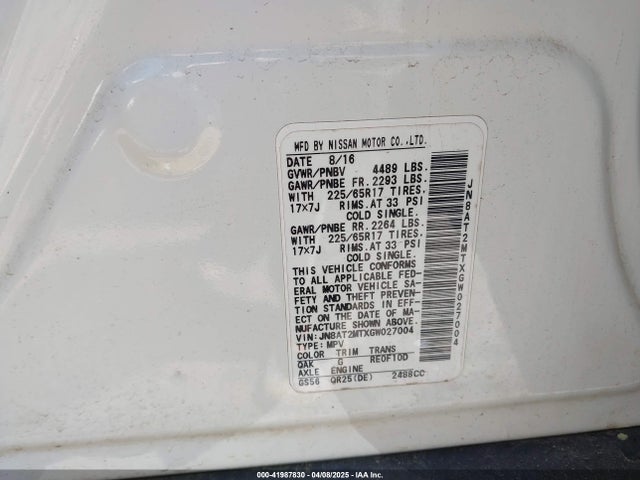 JN8AT2MTXGW027004 Nissan ROGUE SV