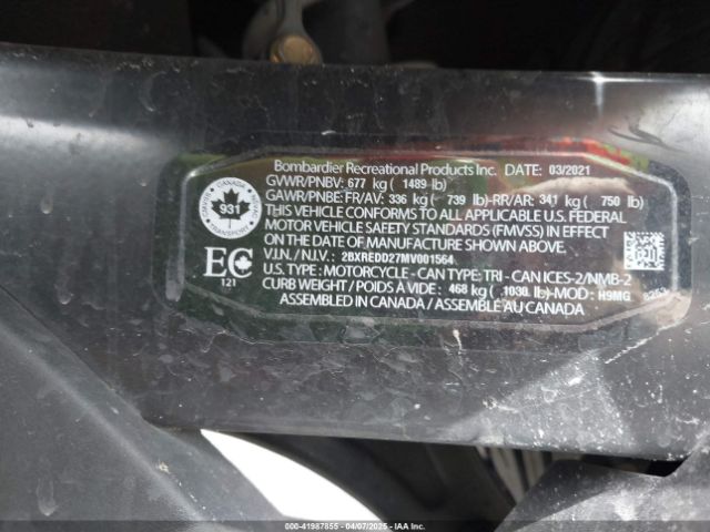 2021 CAN-AM SPYDER ROADSTER 2BXREDD27MV001564 Photo 9