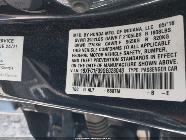 2016 HONDA CIVIC 19XFC1F39GE028048 Photo 8