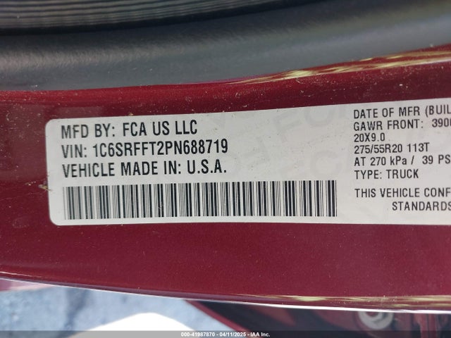 1C6SRFFT2PN688719 RAM 1500 Big Horn  4x4 5'7 Box