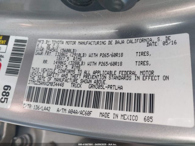 3TMGZ5ANXGM034448 Toyota Tacoma Limited