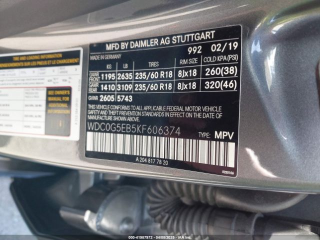 WDC0G5EB5KF606374 Mercedes-Benz Glc 350e 4matic