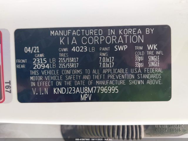 KNDJ23AU8M7796995 KIA SOUL S