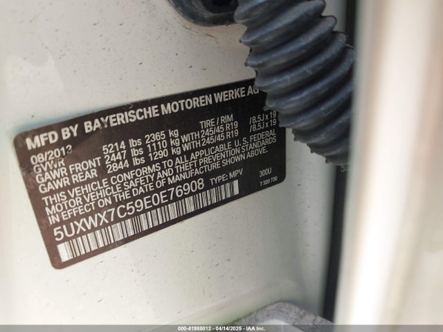 5UXWX7C59E0E76908 BMW X3 Xdrive35i