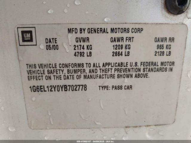 2000 CADILLAC ELDORADO 1G6EL12Y0YB702778 Photo 8