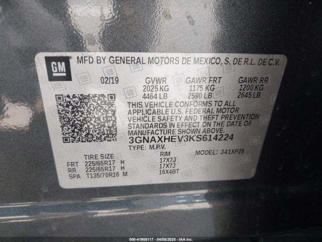 2019 CHEVROLET EQUINOX 3GNAXHEV3KS614224 Photo 8