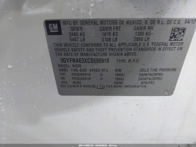 2012 CADILLAC SRX 3GYFNAE3XCS606918 Photo 8