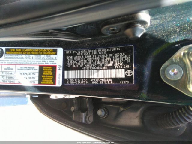 4T1BD1EB1JU062378 Toyota Avalon Hybrid Xle Premium