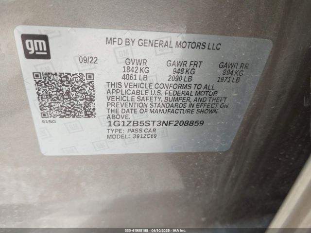 1G1ZB5ST3NF208859 Chevrolet MALIBU LS