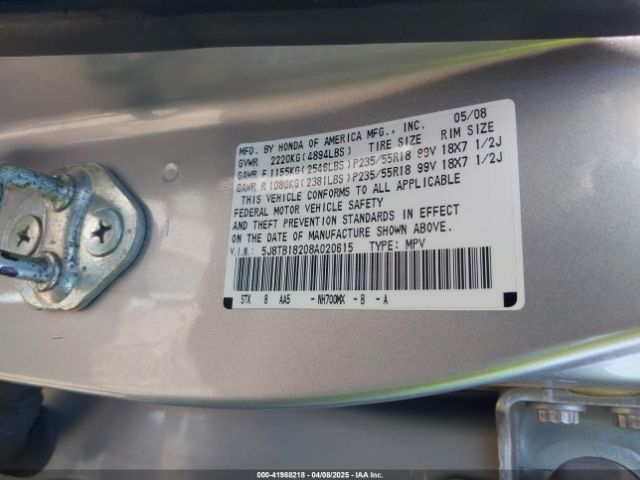 2008 ACURA RDX 5J8TB18208A020615 Photo 8