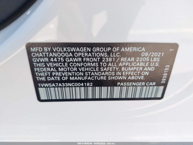 1VWSA7A33NC004182 Volkswagen Passat 2.0t Se